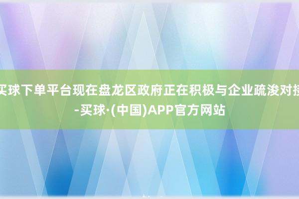 买球下单平台现在盘龙区政府正在积极与企业疏浚对接-买球·(中国)APP官方网站