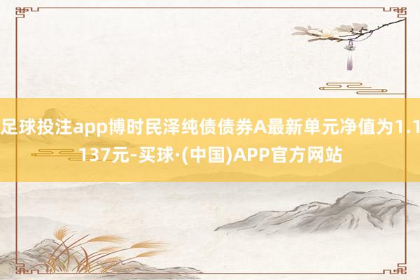 足球投注app博时民泽纯债债券A最新单元净值为1.1137元-买球·(中国)APP官方网站