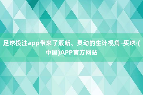足球投注app带来了簇新、灵动的生计视角-买球·(中国)APP官方网站