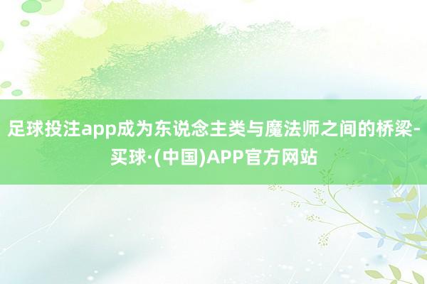 足球投注app成为东说念主类与魔法师之间的桥梁-买球·(中国)APP官方网站