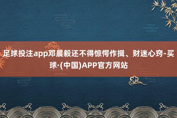足球投注app邓晨毅还不得惊愕作揖、财迷心窍-买球·(中国)APP官方网站