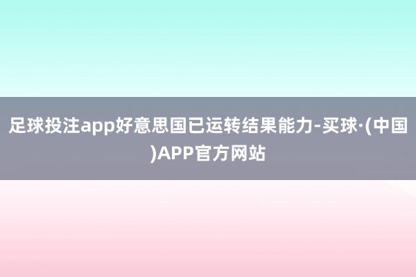 足球投注app好意思国已运转结果能力-买球·(中国)APP官方网站