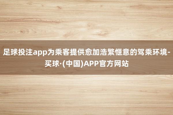 足球投注app为乘客提供愈加浩繁惬意的驾乘环境-买球·(中国)APP官方网站