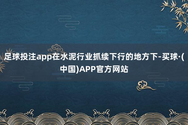 足球投注app在水泥行业抓续下行的地方下-买球·(中国)APP官方网站