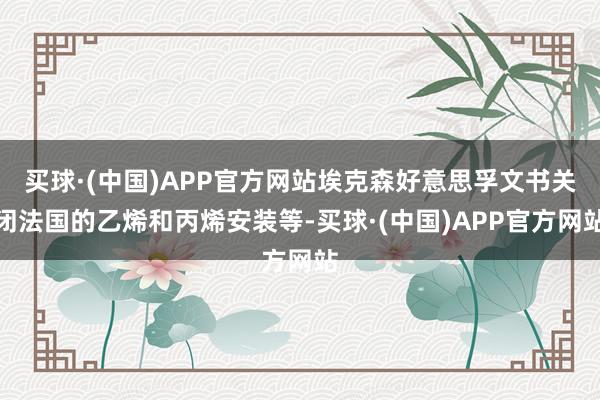 买球·(中国)APP官方网站埃克森好意思孚文书关闭法国的乙烯和丙烯安装等-买球·(中国)APP官方网站