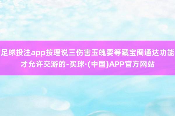 足球投注app按理说三伤害玉魄要等藏宝阁通达功能才允许交游的-买球·(中国)APP官方网站