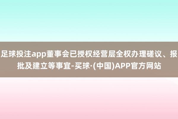 足球投注app董事会已授权经营层全权办理磋议、报批及建立等事宜-买球·(中国)APP官方网站