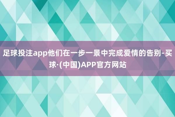 足球投注app他们在一步一景中完成爱情的告别-买球·(中国)APP官方网站