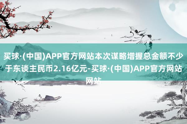 买球·(中国)APP官方网站本次谋略增握总金额不少于东谈主民币2.16亿元-买球·(中国)APP官方网站