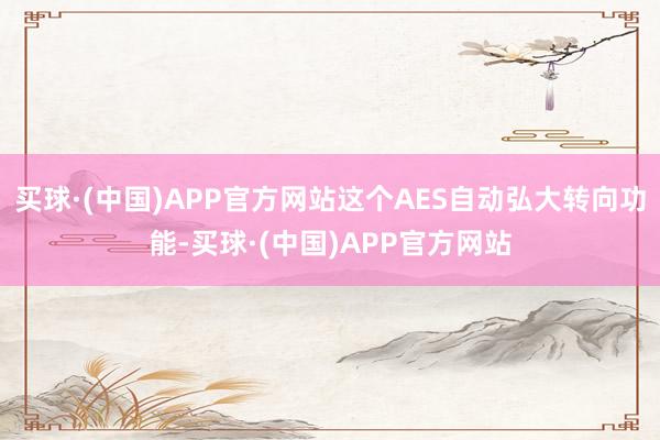 买球·(中国)APP官方网站这个AES自动弘大转向功能-买球·(中国)APP官方网站