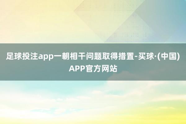 足球投注app一朝相干问题取得措置-买球·(中国)APP官方网站