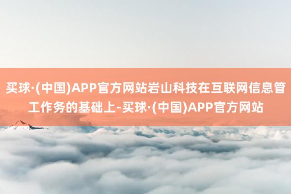 买球·(中国)APP官方网站岩山科技在互联网信息管工作务的基础上-买球·(中国)APP官方网站