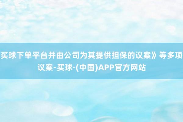 买球下单平台并由公司为其提供担保的议案》等多项议案-买球·(中国)APP官方网站