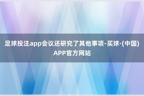 足球投注app会议还研究了其他事项-买球·(中国)APP官方网站