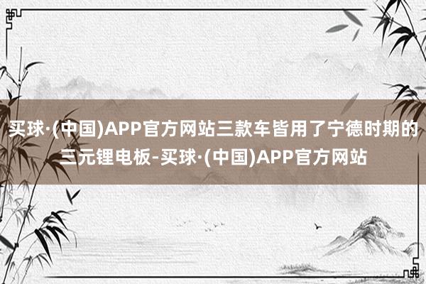 买球·(中国)APP官方网站三款车皆用了宁德时期的三元锂电板-买球·(中国)APP官方网站