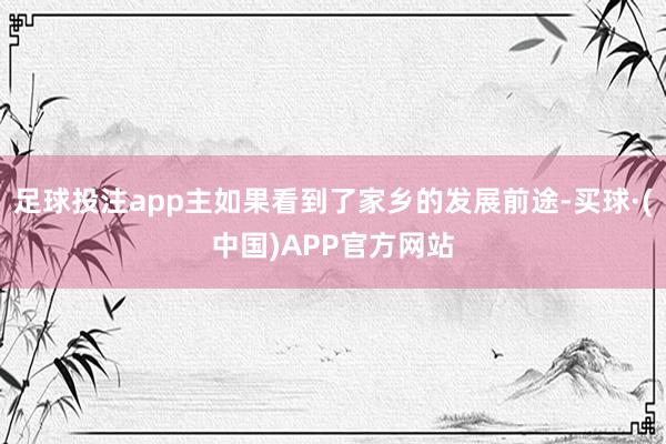 足球投注app主如果看到了家乡的发展前途-买球·(中国)APP官方网站