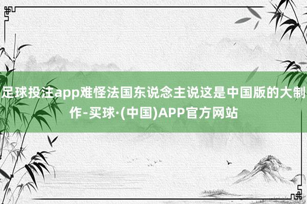 足球投注app难怪法国东说念主说这是中国版的大制作-买球·(中国)APP官方网站