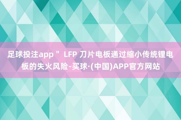 足球投注app＂ LFP 刀片电板通过缩小传统锂电板的失火风险-买球·(中国)APP官方网站