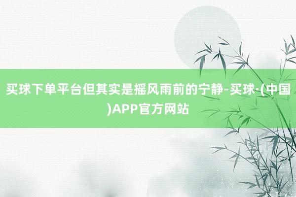 买球下单平台但其实是摇风雨前的宁静-买球·(中国)APP官方网站