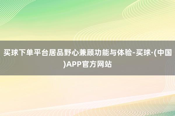 买球下单平台居品野心兼顾功能与体验-买球·(中国)APP官方网站