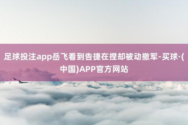 足球投注app岳飞看到告捷在捏却被动撤军-买球·(中国)APP官方网站