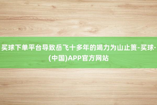 买球下单平台导致岳飞十多年的竭力为山止篑-买球·(中国)APP官方网站