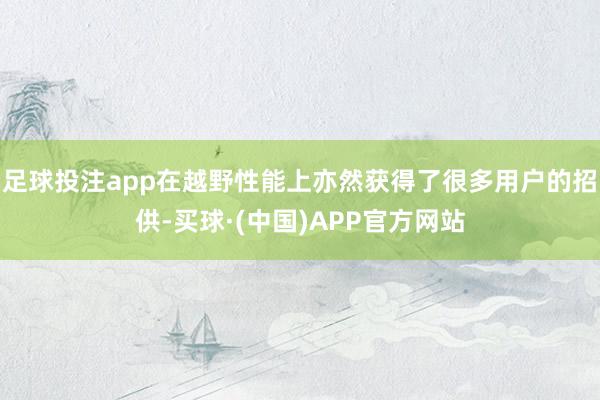 足球投注app在越野性能上亦然获得了很多用户的招供-买球·(中国)APP官方网站