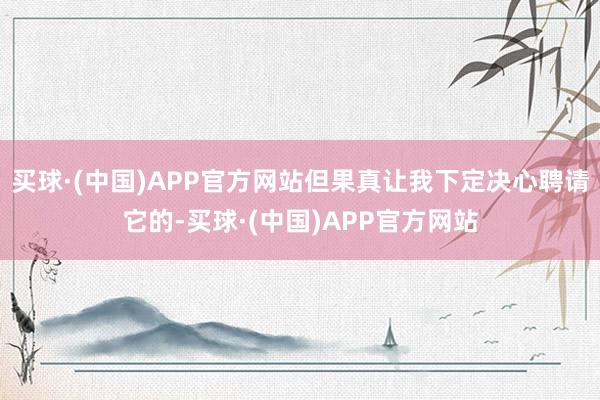 买球·(中国)APP官方网站但果真让我下定决心聘请它的-买球·(中国)APP官方网站