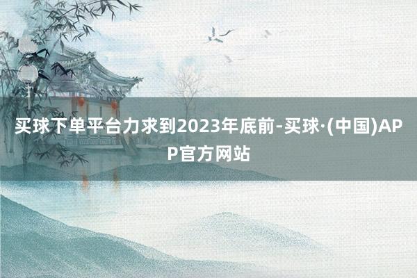 买球下单平台力求到2023年底前-买球·(中国)APP官方网站