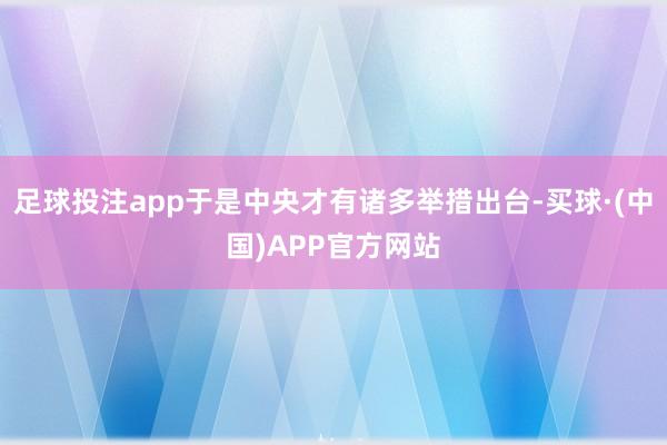 足球投注app于是中央才有诸多举措出台-买球·(中国)APP官方网站
