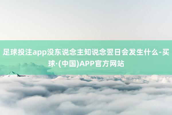 足球投注app没东说念主知说念翌日会发生什么-买球·(中国)APP官方网站