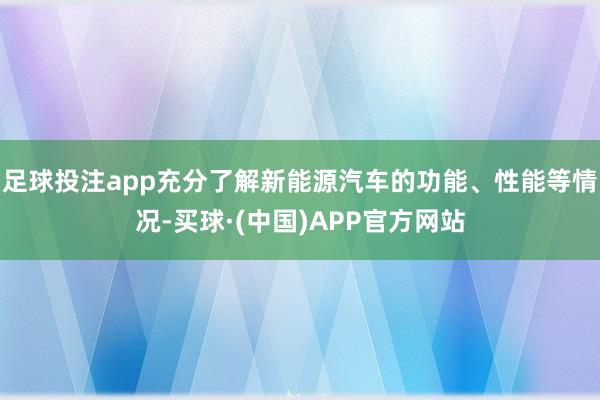 足球投注app充分了解新能源汽车的功能、性能等情况-买球·(中国)APP官方网站