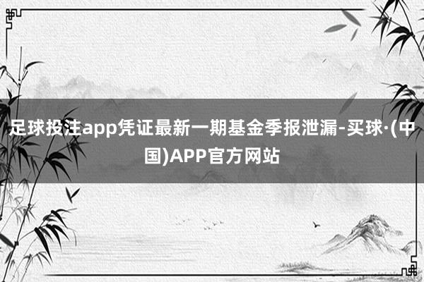 足球投注app凭证最新一期基金季报泄漏-买球·(中国)APP官方网站