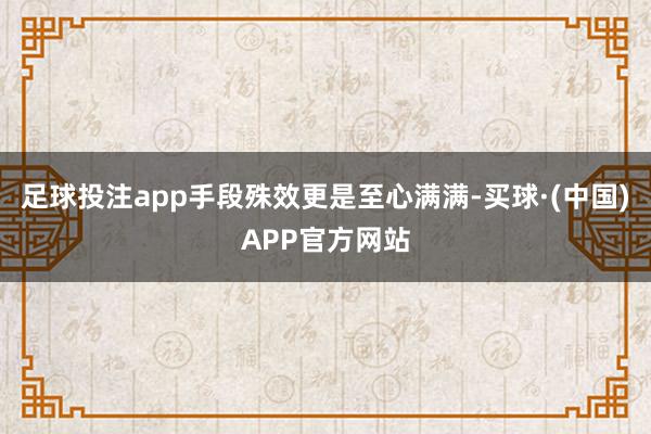 足球投注app手段殊效更是至心满满-买球·(中国)APP官方网站