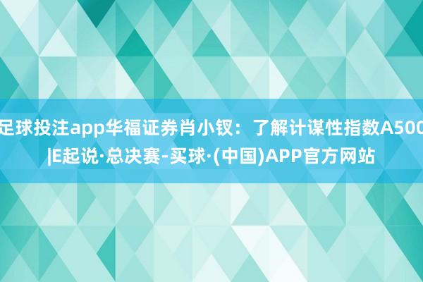 足球投注app华福证券肖小钗：了解计谋性指数A500|E起说·总决赛-买球·(中国)APP官方网站