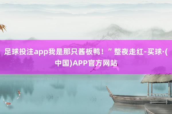 足球投注app我是那只酱板鸭！”整夜走红-买球·(中国)APP官方网站