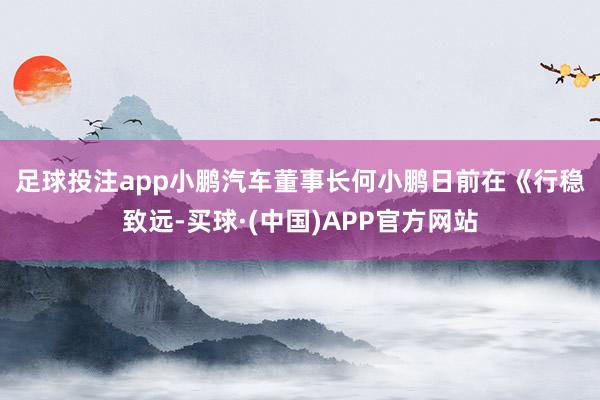 足球投注app　　小鹏汽车董事长何小鹏日前在《行稳致远-买球·(中国)APP官方网站
