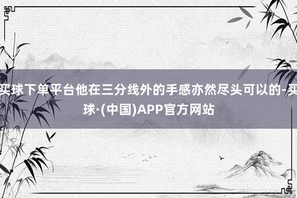 买球下单平台他在三分线外的手感亦然尽头可以的-买球·(中国)APP官方网站