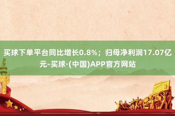 买球下单平台同比增长0.8%;归母净利润17.07亿元-买球·(中国)APP官方网站