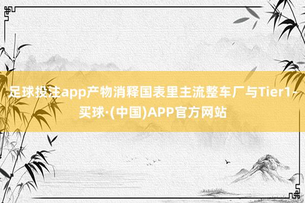 足球投注app产物消释国表里主流整车厂与Tier1-买球·(中国)APP官方网站