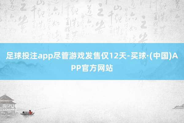 足球投注app尽管游戏发售仅12天-买球·(中国)APP官方网站