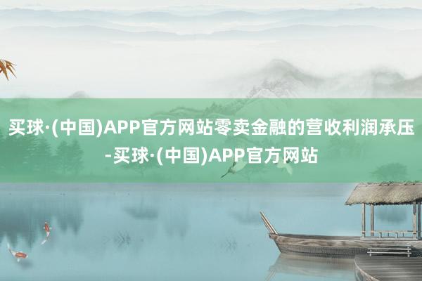 买球·(中国)APP官方网站零卖金融的营收利润承压-买球·(中国)APP官方网站