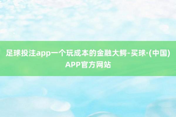足球投注app一个玩成本的金融大鳄-买球·(中国)APP官方网站