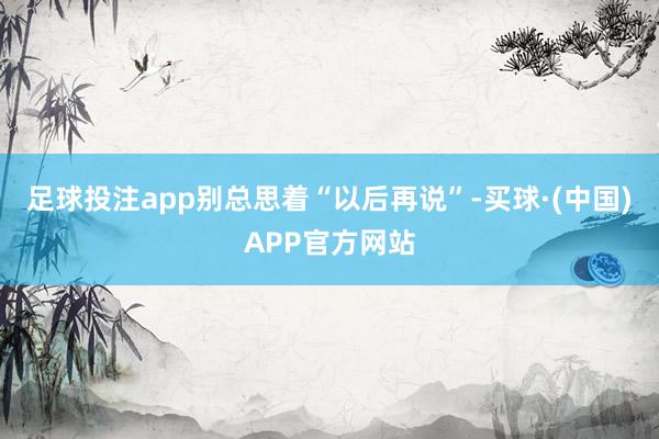 足球投注app别总思着“以后再说”-买球·(中国)APP官方网站