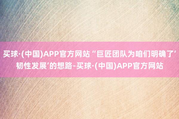 买球·(中国)APP官方网站“巨匠团队为咱们明确了‘韧性发展’的想路-买球·(中国)APP官方网站