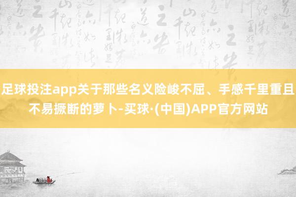 足球投注app关于那些名义险峻不屈、手感千里重且不易撅断的萝卜-买球·(中国)APP官方网站
