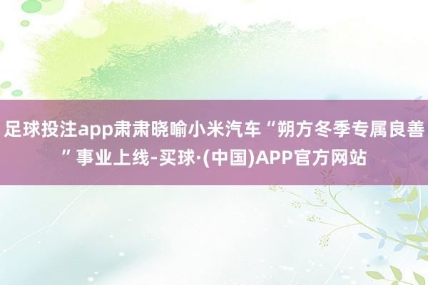 足球投注app肃肃晓喻小米汽车“朔方冬季专属良善”事业上线-买球·(中国)APP官方网站